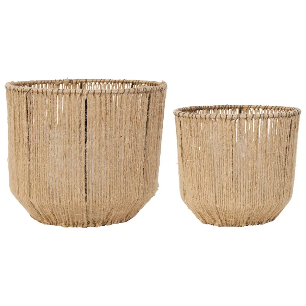 Cache pot (lot de 2) corde naturel en jute