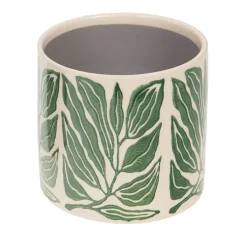 Cache-pot en céramique vert et blanc H14cm - Amazonie