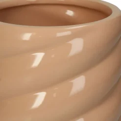 Cache-pot torsadé en grès rose d14cm
