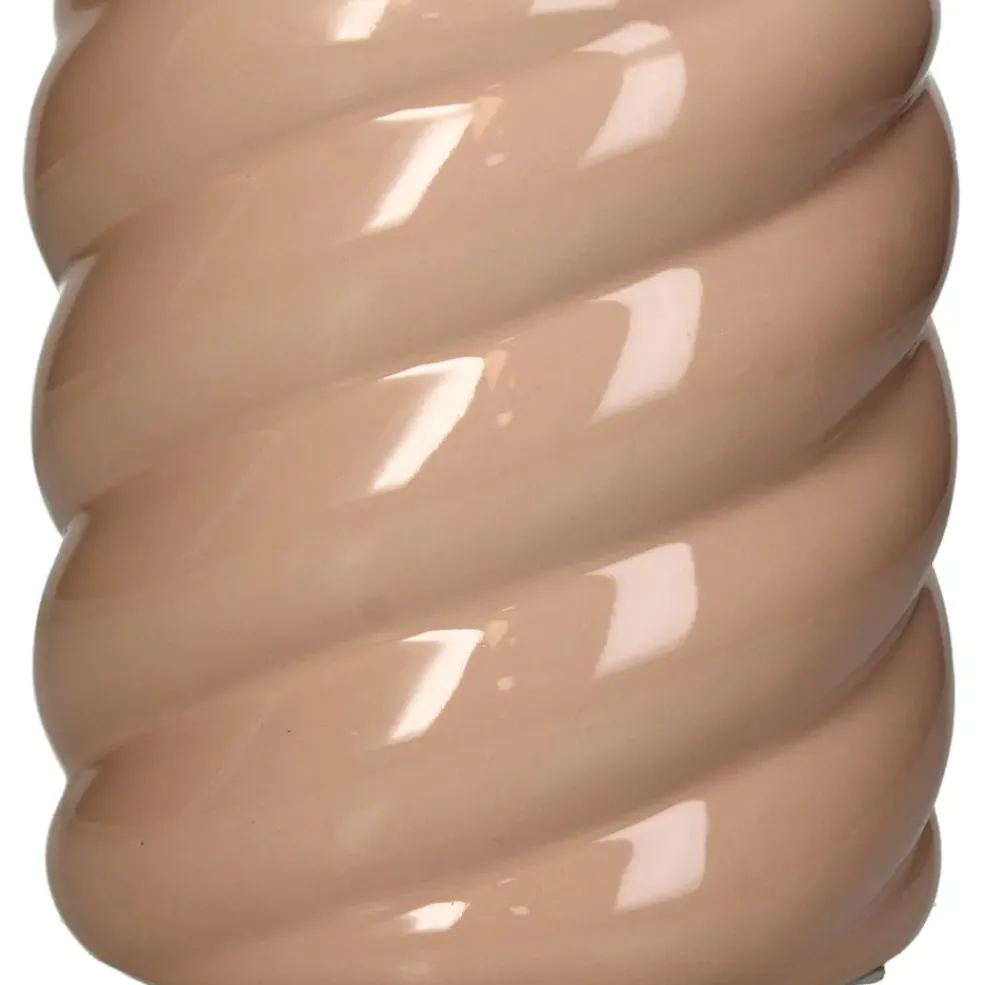 Cache-pot torsadé en grès rose d14cm