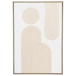 Cadre deco abstrait en panneau de bois et verre beige 63x93cm - Greeka