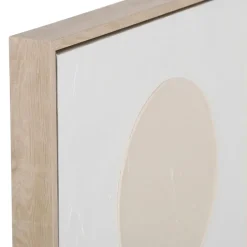 Cadre deco abstrait en panneau de bois et verre beige 63x93cm - Greeka