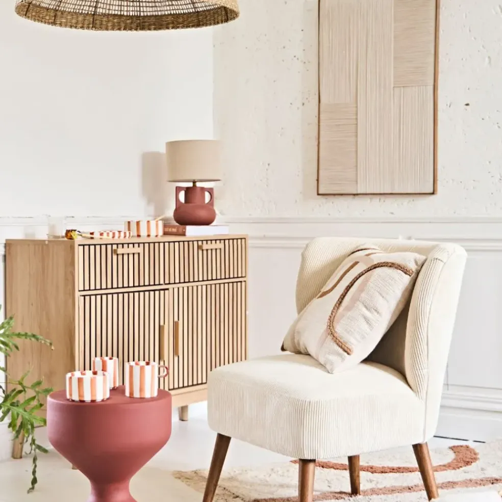 Cadre en coton beige et sapin 54x82cm - Lignes