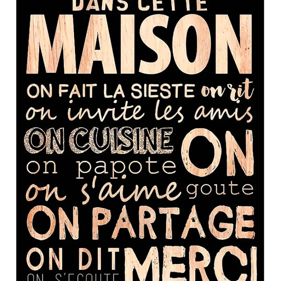 Cadre " Dans cette maison" en bois naturel et noir 30x40cm