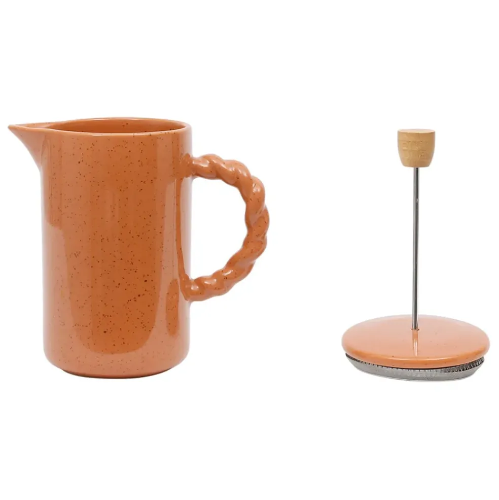 Cafetière à piston en grès et inox terracotta 1l - Organic
