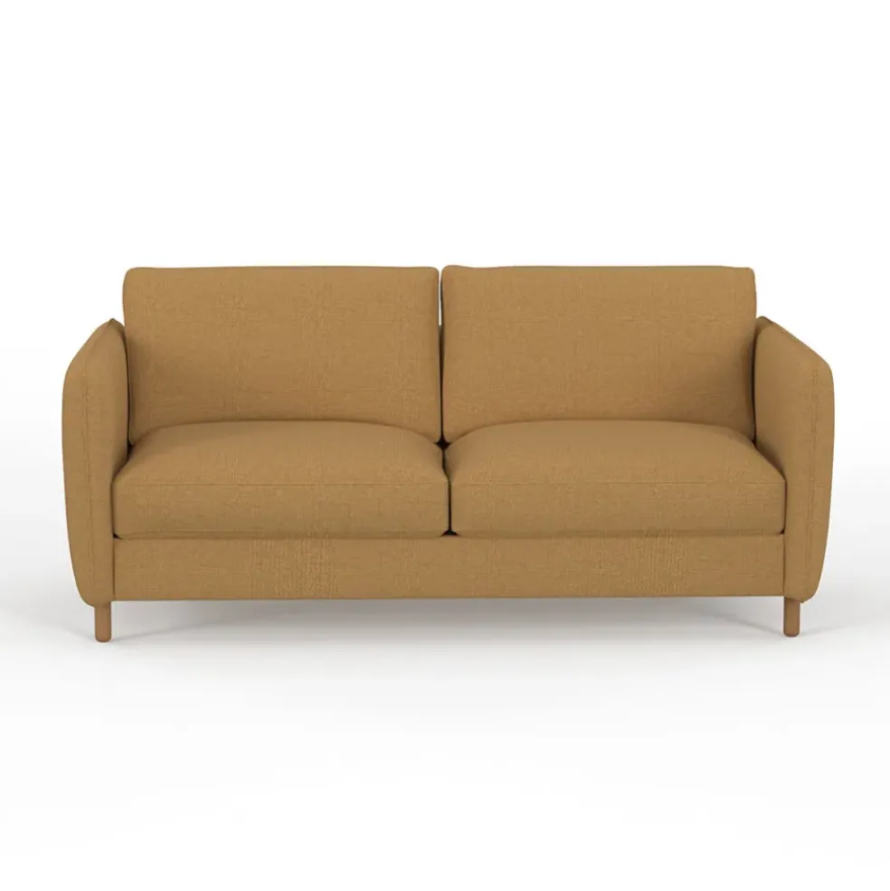 Canapé convertible 2 places Gustave - Tissu Texturé - Crown Moutarde