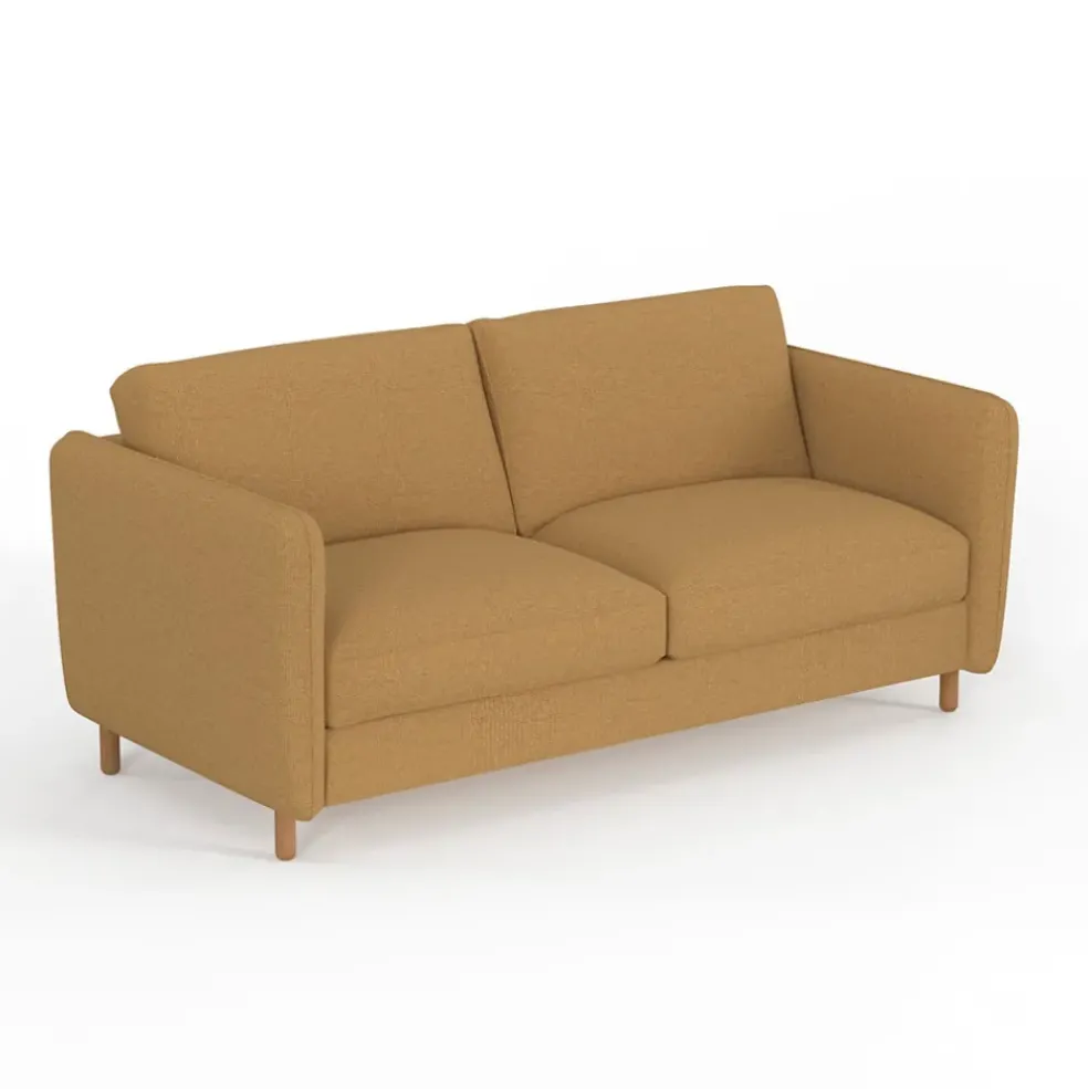 Canapé convertible 2 places Gustave - Tissu Texturé - Crown Moutarde