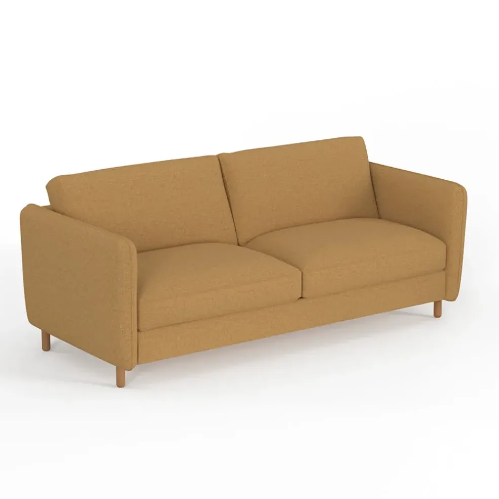 Canapé convertible 2 places Gustave - Tissu Texturé - Crown Moutarde