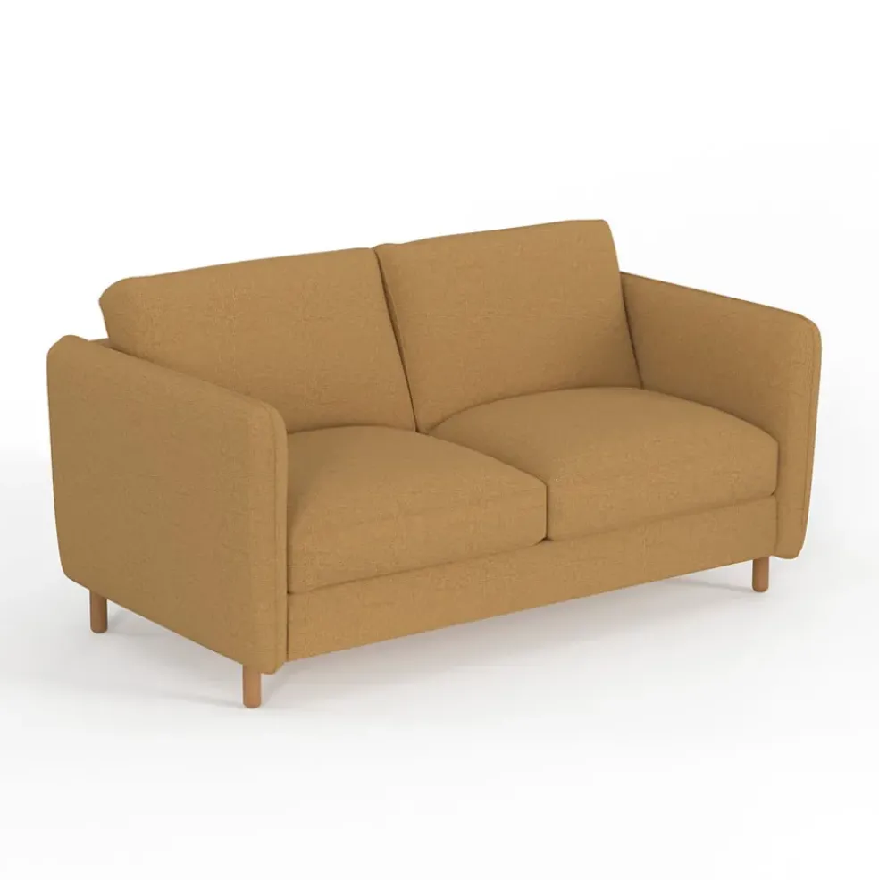 Canapé convertible 2 places Gustave - Tissu Texturé - Crown Moutarde