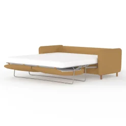 Canapé convertible 2 places Gustave - Tissu Texturé - Crown Moutarde