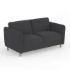 Canapé convertible 2 places Bultex Gustave - Velours Vintage - Adore Anthracite