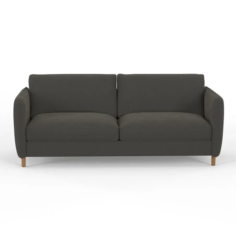 Canapé convertible 2 places Bultex Gustave - Velours Vintage - Adore Anthracite