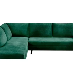 Canapé d'angle droit 5 places André - effet velours - Seven emerald