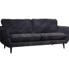 Canapé fixe 3 places Axel - Velours Vintage - Adore Anthracite