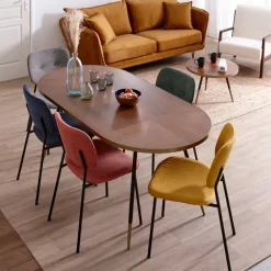 Canapé fixe 3 places Harry en tissu velours ocre 204cm