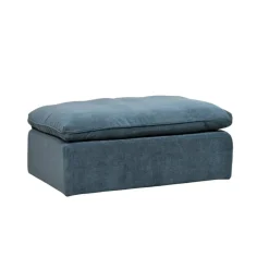 Canapé modulable 3 places bleu grisé avec pouf - Auguste