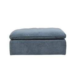 Canapé modulable 3 places bleu grisé avec pouf - Auguste