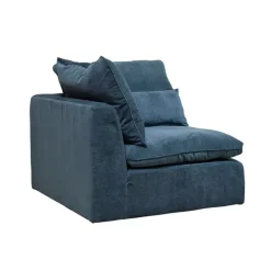 Canapé modulable 3 places bleu grisé avec pouf - Auguste