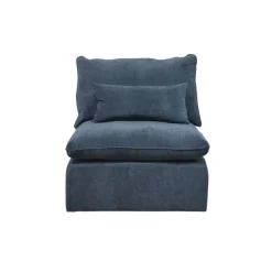 Canapé modulable 4 places bleu grisé avec pouf - Auguste