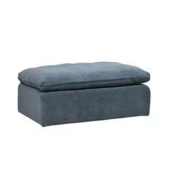 Canapé modulable 4 places bleu grisé avec pouf - Auguste