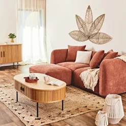 Canapé modulable 3 places terracotta avec pouf - Andrea