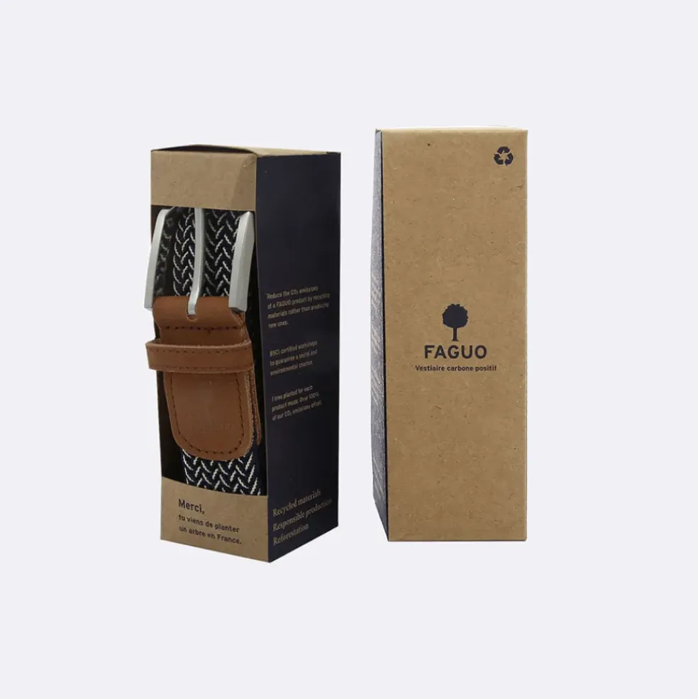 Ceinture tressée bleu marine et écru taille unique