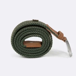 Ceinture tressée kaki et beige taille unique