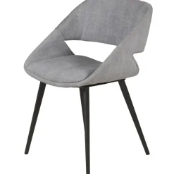 Chaise avec accoudoirs en velours côtelé gris clair - Alma
