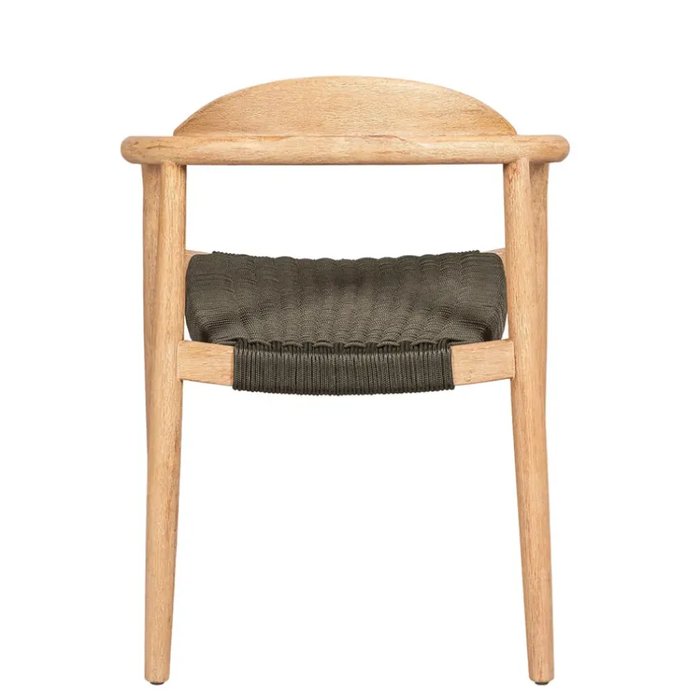 Chaise avec accoudoirs en bois d'eucalyptus kaki - Anam