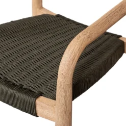 Chaise avec accoudoirs en bois d'eucalyptus kaki - Anam