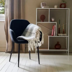 Chaise avec accoudoirs en velours côtelé noir - Julia