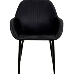 Chaise avec accoudoirs en velours côtelé noir - Julia