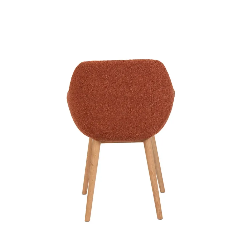 Chaise avec accoudoirs en tissu bouclette terracotta - Altea