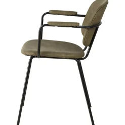 Chaise avec accoudoirs en tissu effet daim kaki - Aston