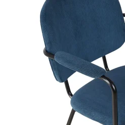 Chaise avec accoudoirs en velours côtelé bleu foncé - Aston