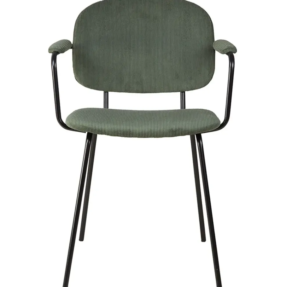 Chaise avec accoudoirs en velours côtelé vert sapin - Aston