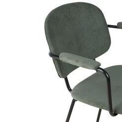 Chaise avec accoudoirs en velours côtelé vert sapin - Aston