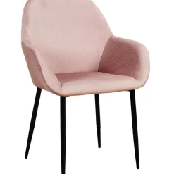 Chaise avec accoudoirs en velours côtelé rose - Julia