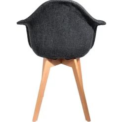 Chaise avec accoudoirs en tissu grosse maille noir - Scarlett