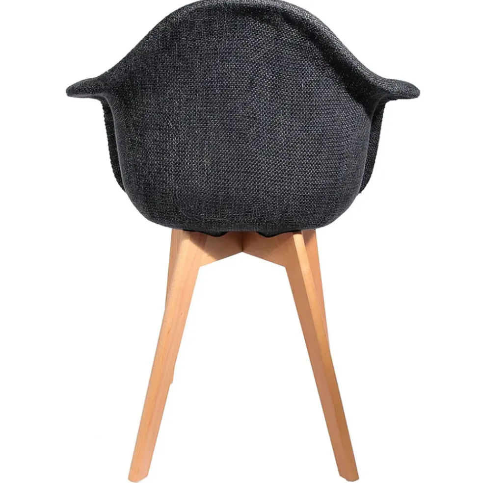 Chaise avec accoudoirs en tissu grosse maille noir - Scarlett