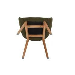 Chaise avec accoudoirs en tissu bouclette kaki - Altea