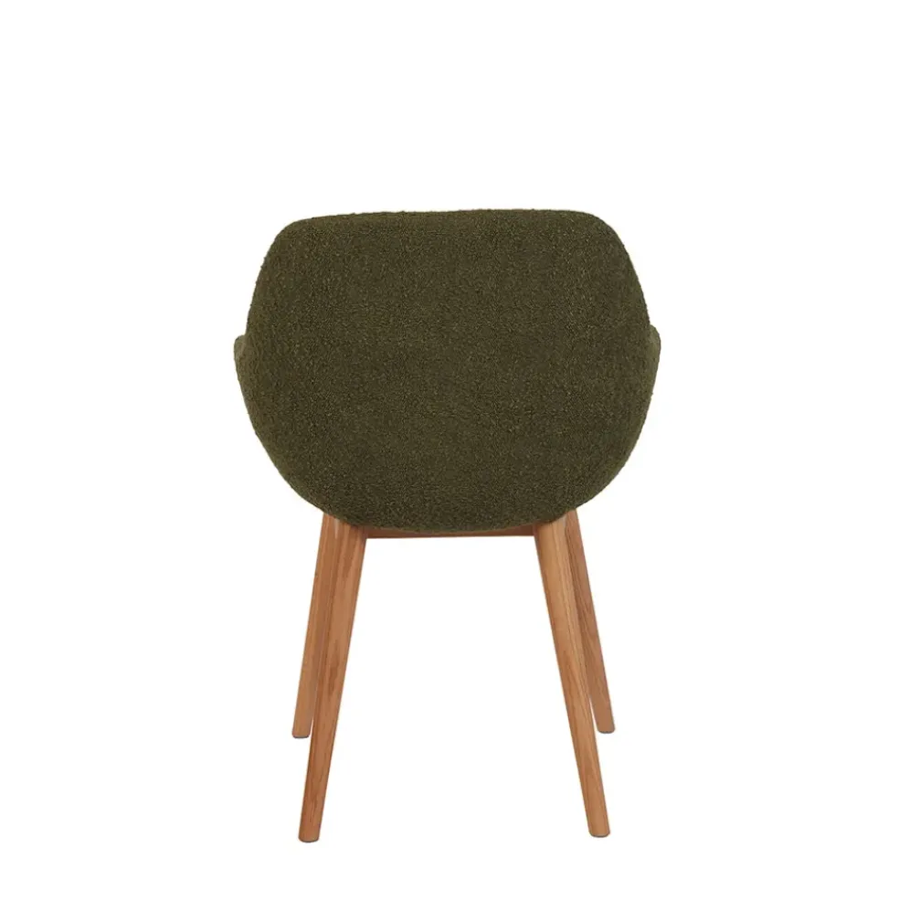 Chaise avec accoudoirs en tissu bouclette kaki - Altea