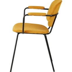 Chaise avec accoudoirs en velours côtelé curry - Aston