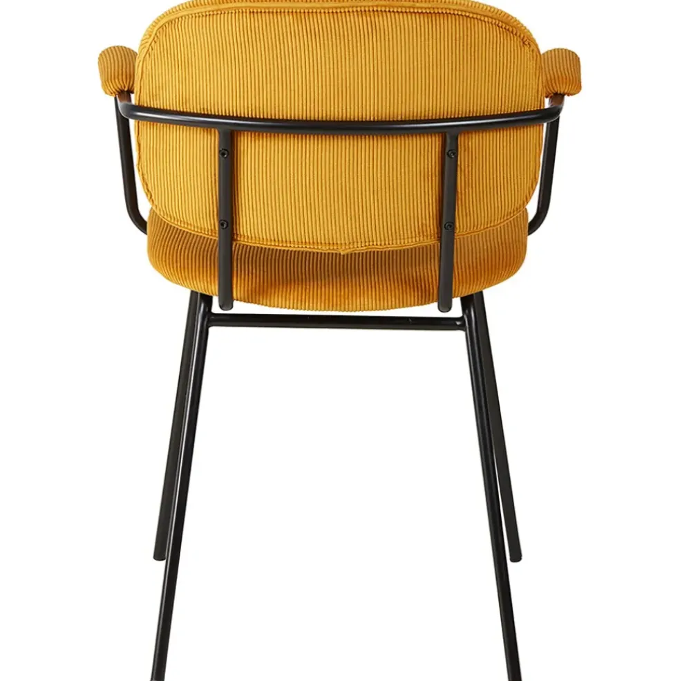Chaise avec accoudoirs en velours côtelé curry - Aston