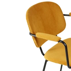 Chaise avec accoudoirs en velours côtelé curry - Aston