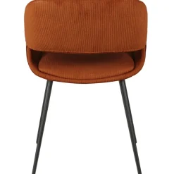 Chaise avec accoudoirs en velours côtelé cognac - Alma