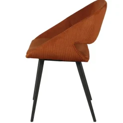 Chaise avec accoudoirs en velours côtelé cognac - Alma