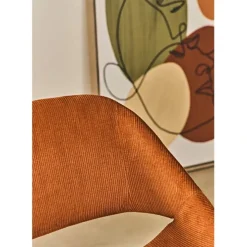 Chaise avec accoudoirs en velours côtelé cognac - Alma