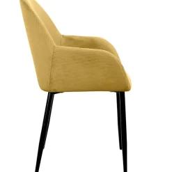 Chaise avec accoudoirs en velours côtelé moutarde - Julia