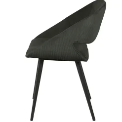 Chaise avec accoudoirs en velours côtelé vert foncé - Alma